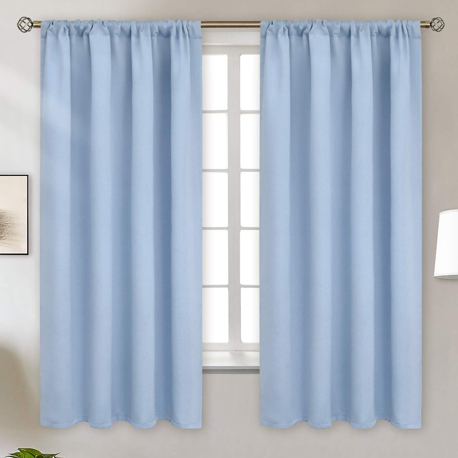 Bgment Beige Room Darkening Curtains 45 Inches Long - Rod Pocket Thermal Insulated Blackout Window Drapes for Short Bedroom Kitchen Cafe, 42 X 45 Inch, 2 Panels