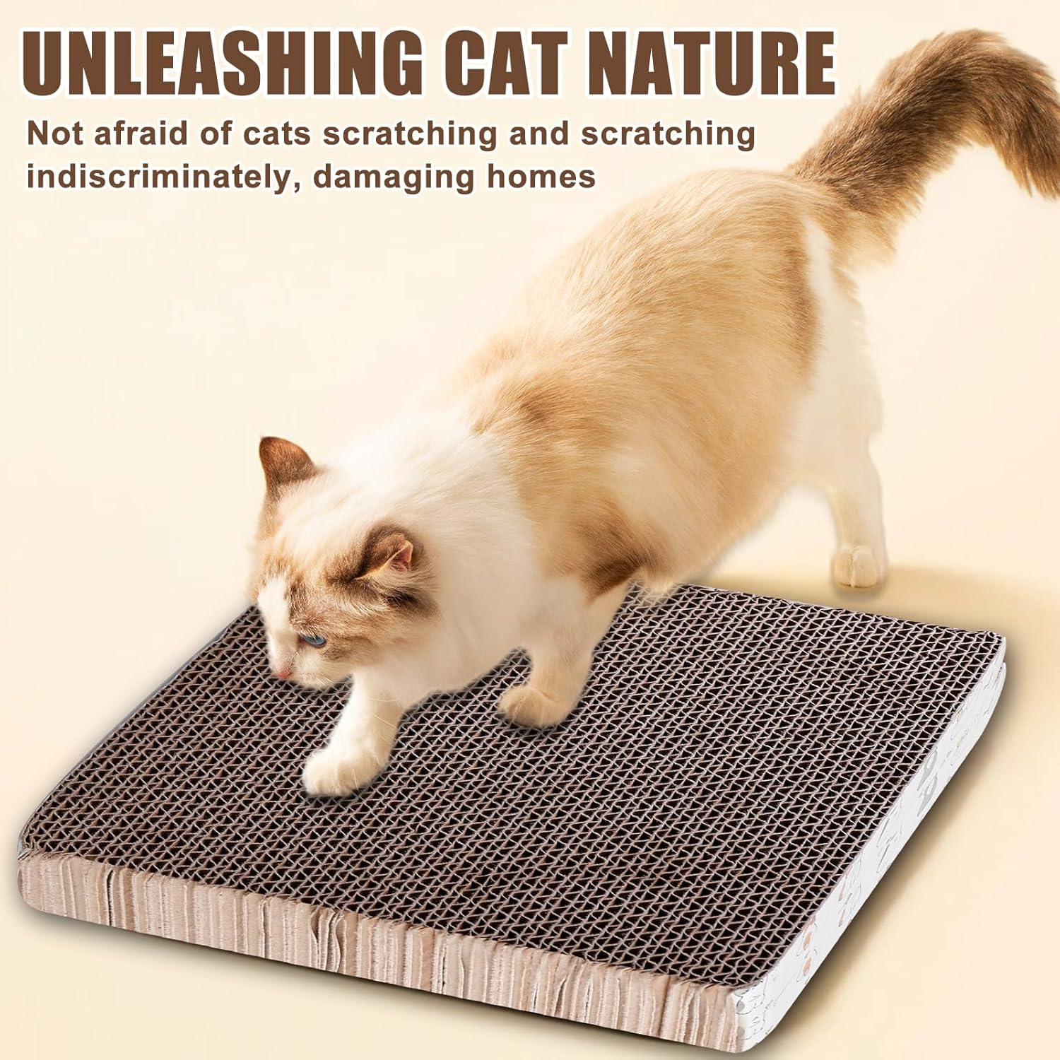 Pack of 3 Cat Scratching Boards, Corrugated Cardboard Scratching Boards Cat, 21 X 21 Cm, Square Scratching Board for Cats, 3.3 Cm Thick Cat Scratching Mat, Available on Both Sides, Cat Scratching