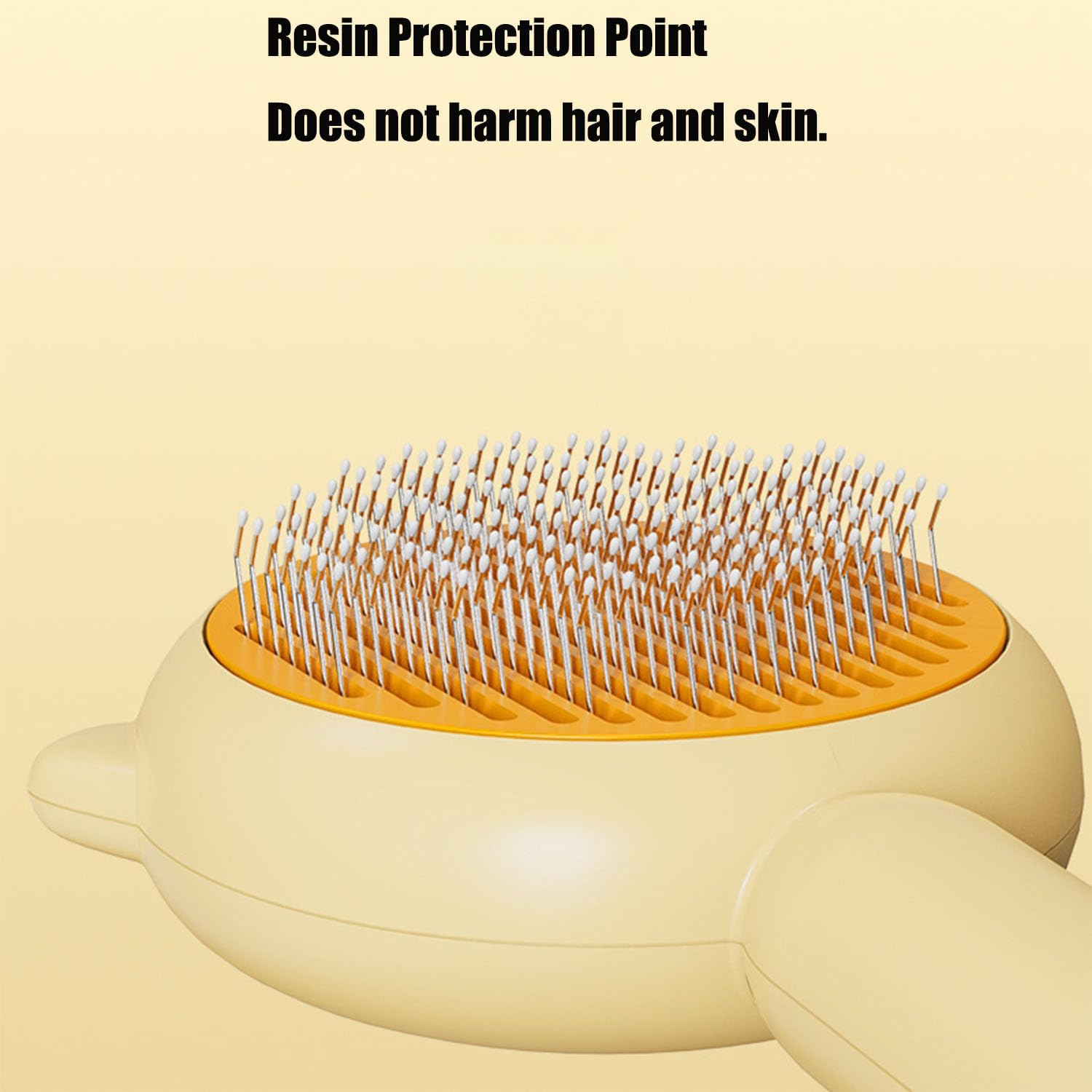 Spacebuyer Awishday Cat Brush Awishday Pet Hair Cleaner Brush Cuddles and Meow Brush Cat Brush with Release Button Pet Hair Cleaner Brush for Cats Dogs (Yellow) image number 1