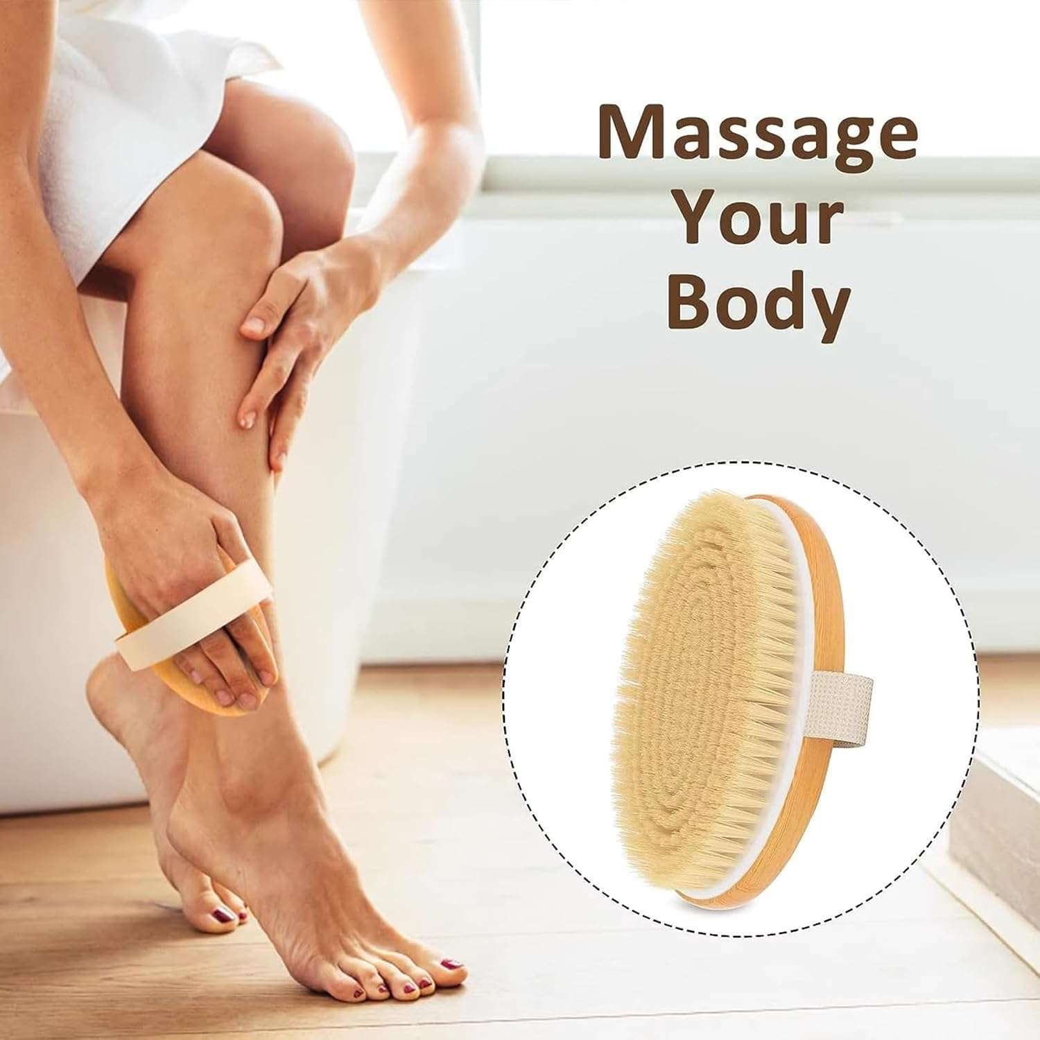 SYTHAK Dry Brushing Body Brush Sets,Medium Strength Natural Bristles and Massage Brush Gentle Exfoliator Remove Cellulite Lymphatic Drainage Makes the Skin of the Entire Body Softer image number 1