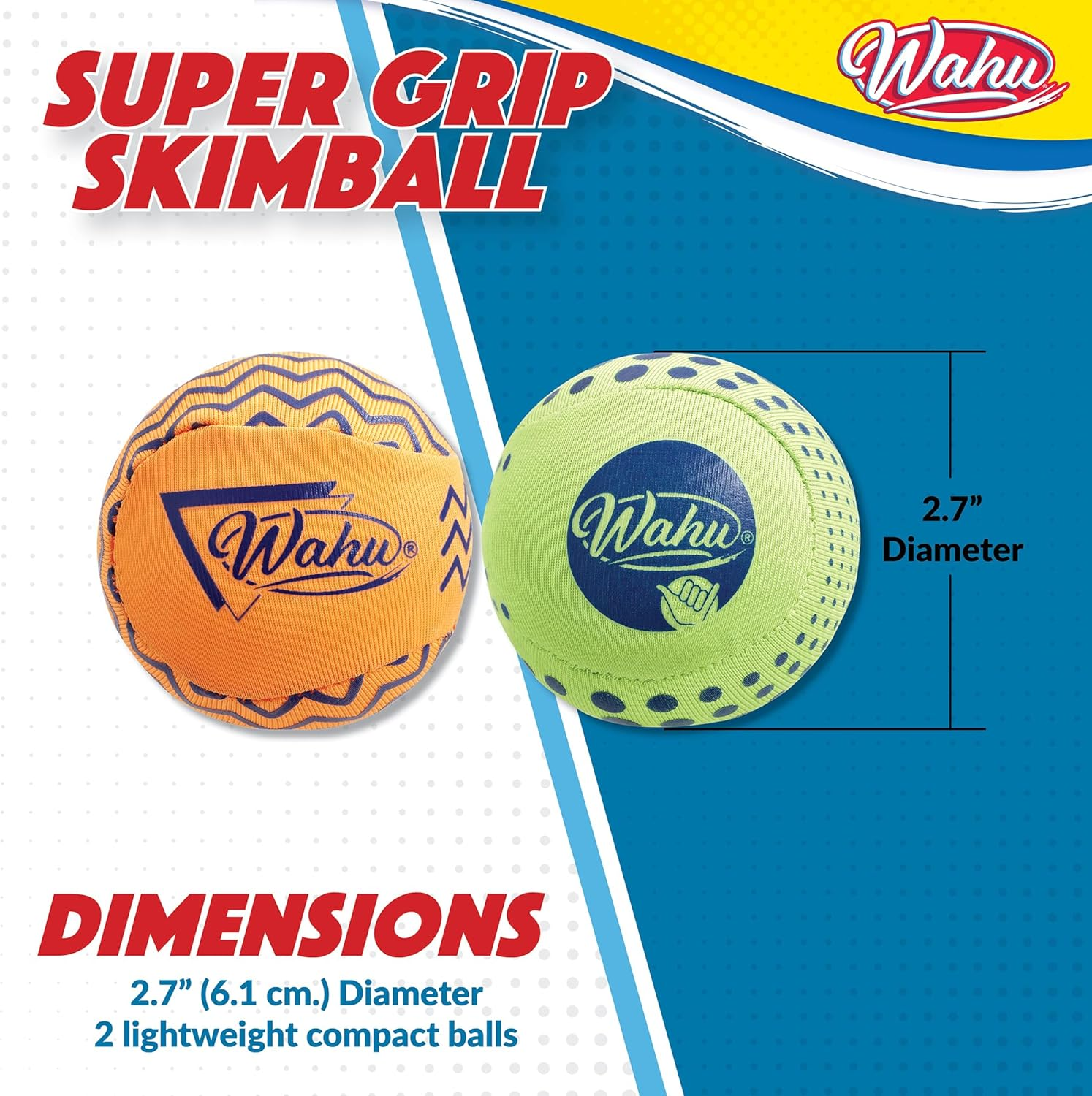 WAHU Super Grip Skimball 2-Pack Green/Orange - 100% Waterproof Ball Can Skip over 150-Feet across the Water image number 2