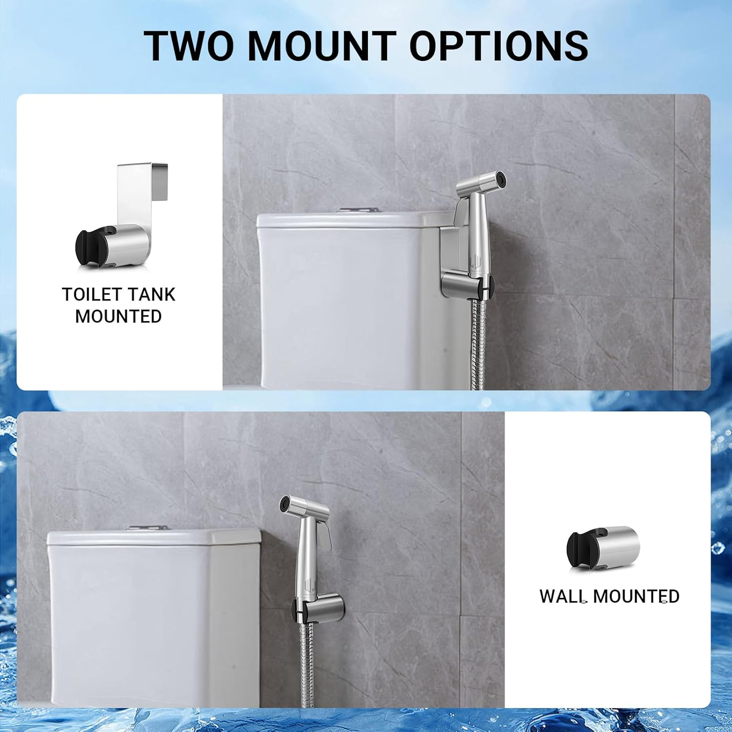 LIWEGHT Handheld Bidet Sprayer for Toilet - Adjustable Water Pressure Jet Spray with Bidet Hose for Feminine Wash，Stainless Steel Baby Cloth Diaper Spayer, Muslim Shower Bidet Attachment