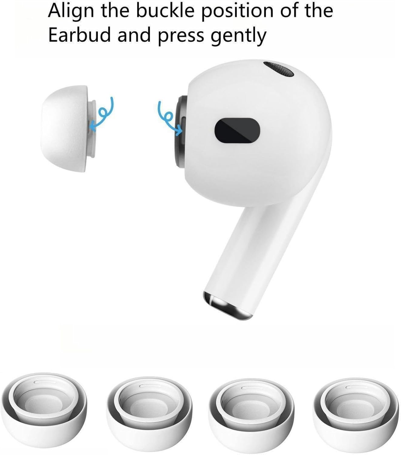4 Pair Replacement Ear Tips for 2025 Airpods Pro 3 with 2 Pieces 3 In1 Cleaning Pen, White Silicone Ear Tips with Portable Storage Box (White 4Pairs-M) image number 4