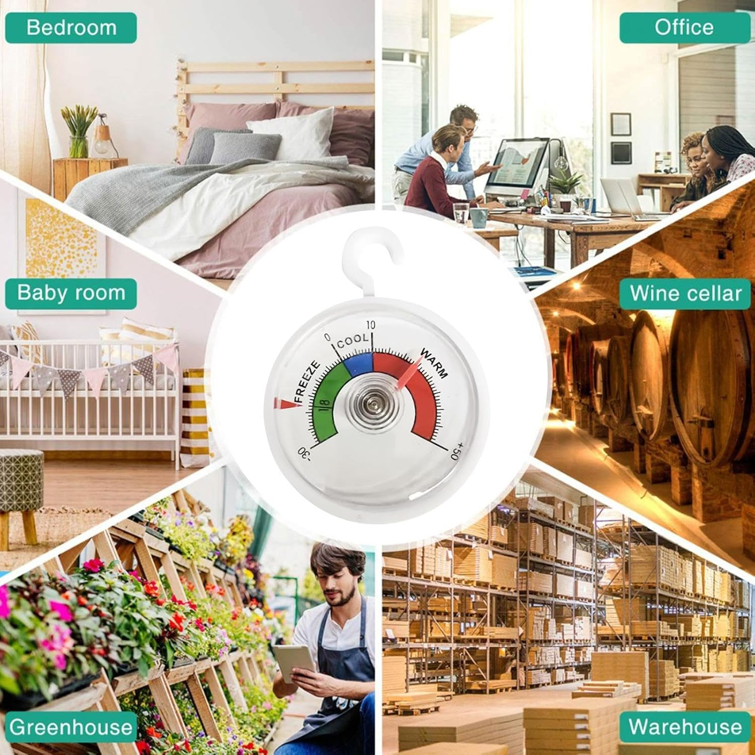 Indoor Temperature Gauge,Precise Accurate Measurement Tool | Outdoor Temperature Gauge | for Indoor Areas Home Office Warehouse Greenhouse Room image number 4