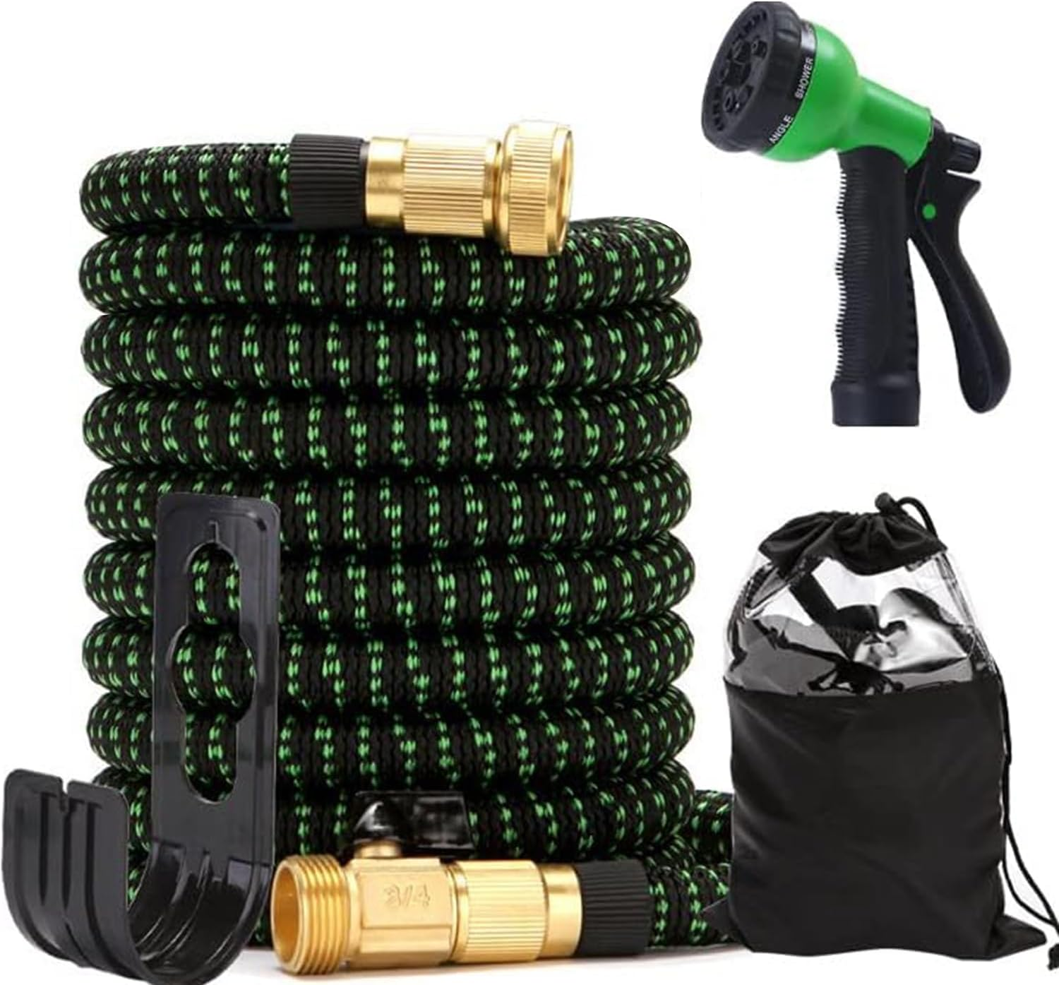 25Ft Garden Hose, Lightweight Hose with 8 Function Nozzle, Leak-Proof, No-Knot, Easy to Carry, Wear-Resistant, Sturdy, Flexible, 3/4GHT, Water Hose for Yard, Garden, Outdoor image number 2