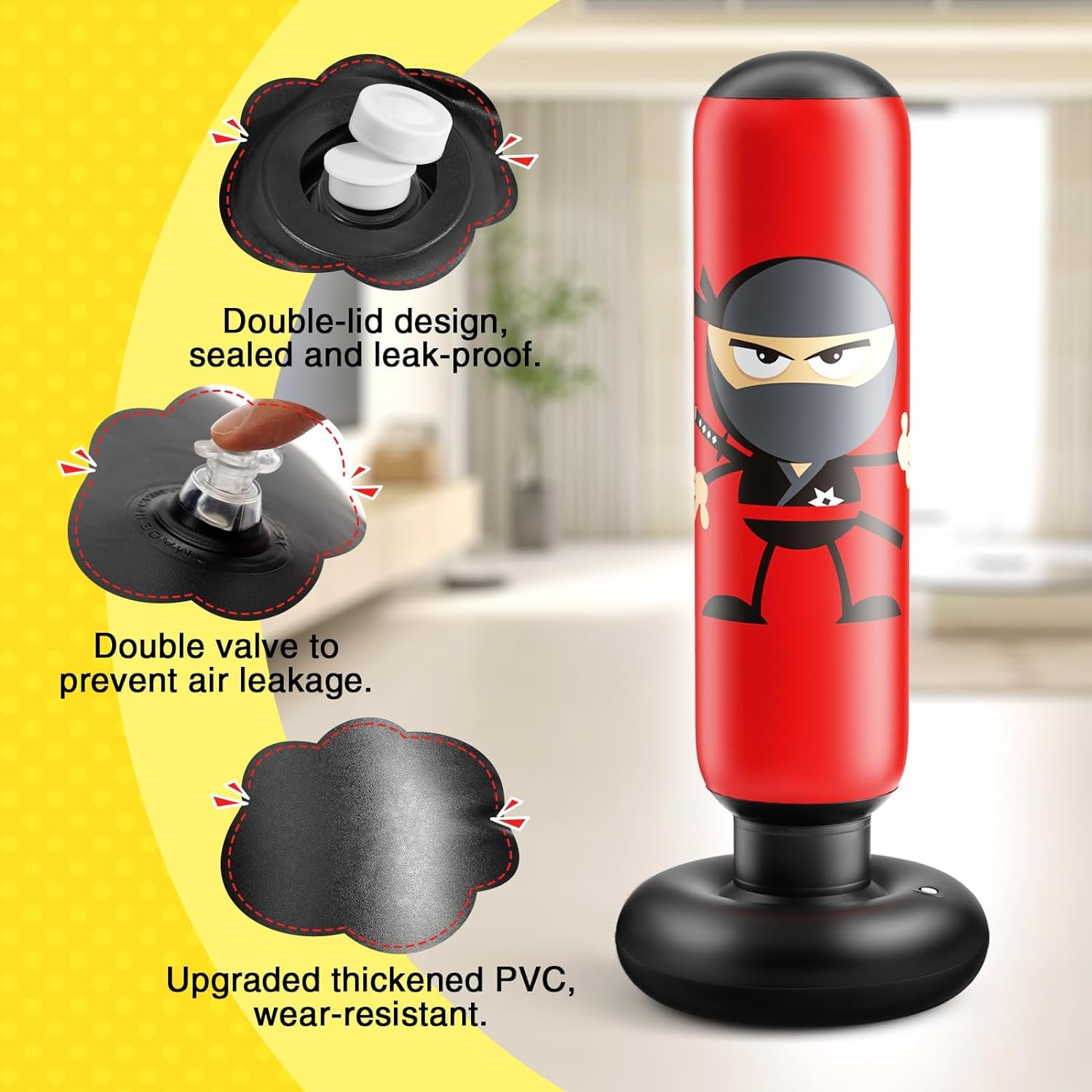 Inflatable Kids Punching Bag, Punching Bag Karate Gifts for Boys and Girls, Boxing Bag for Immediate Bounce Back for Practicing Karate, Taekwondo image number 6