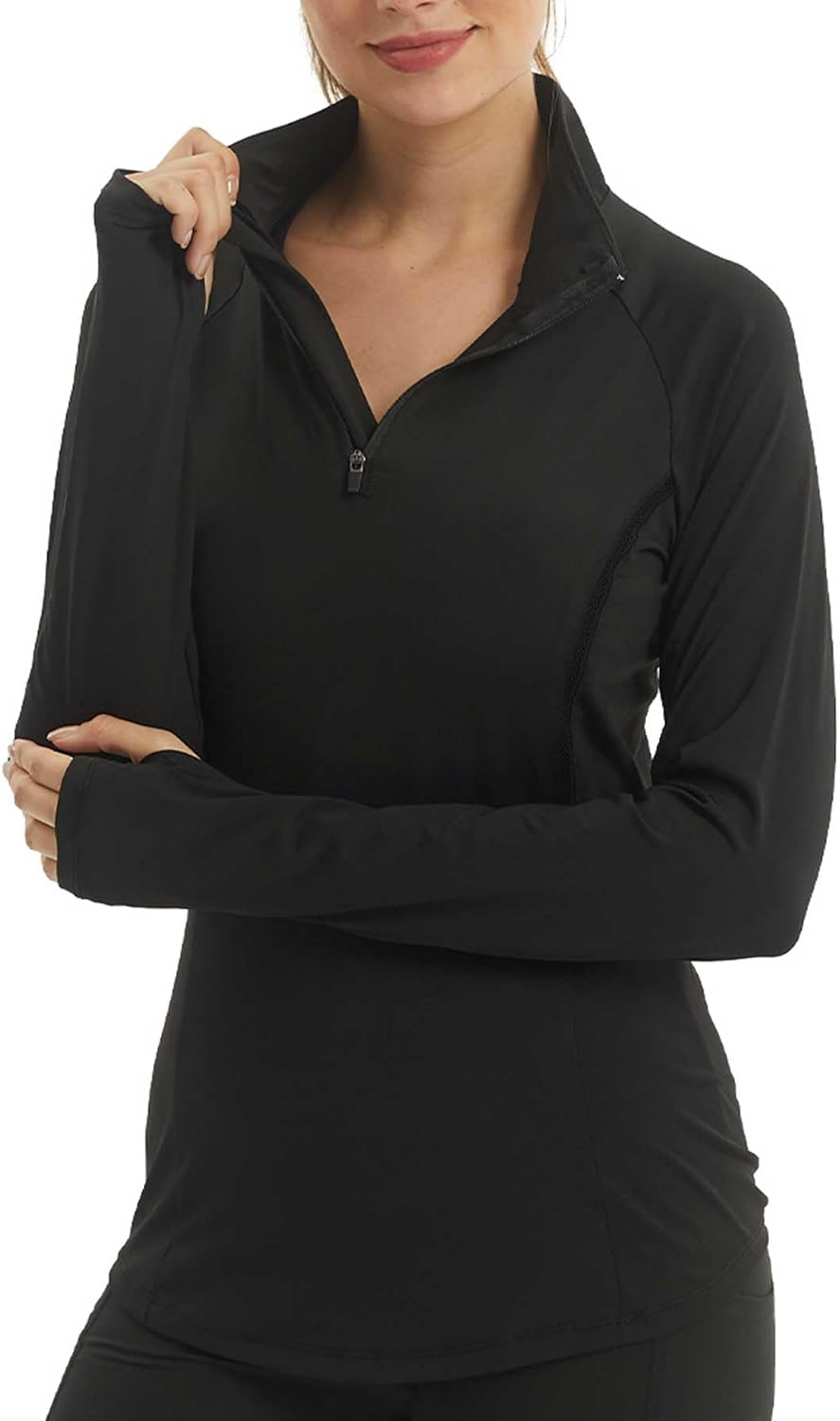 LANBAOSI Women'S Workout Long Sleeve Shirts Half Zip Pullover Slim Fit Athletic Yoga Tops Running Shirts with Thumbholes
