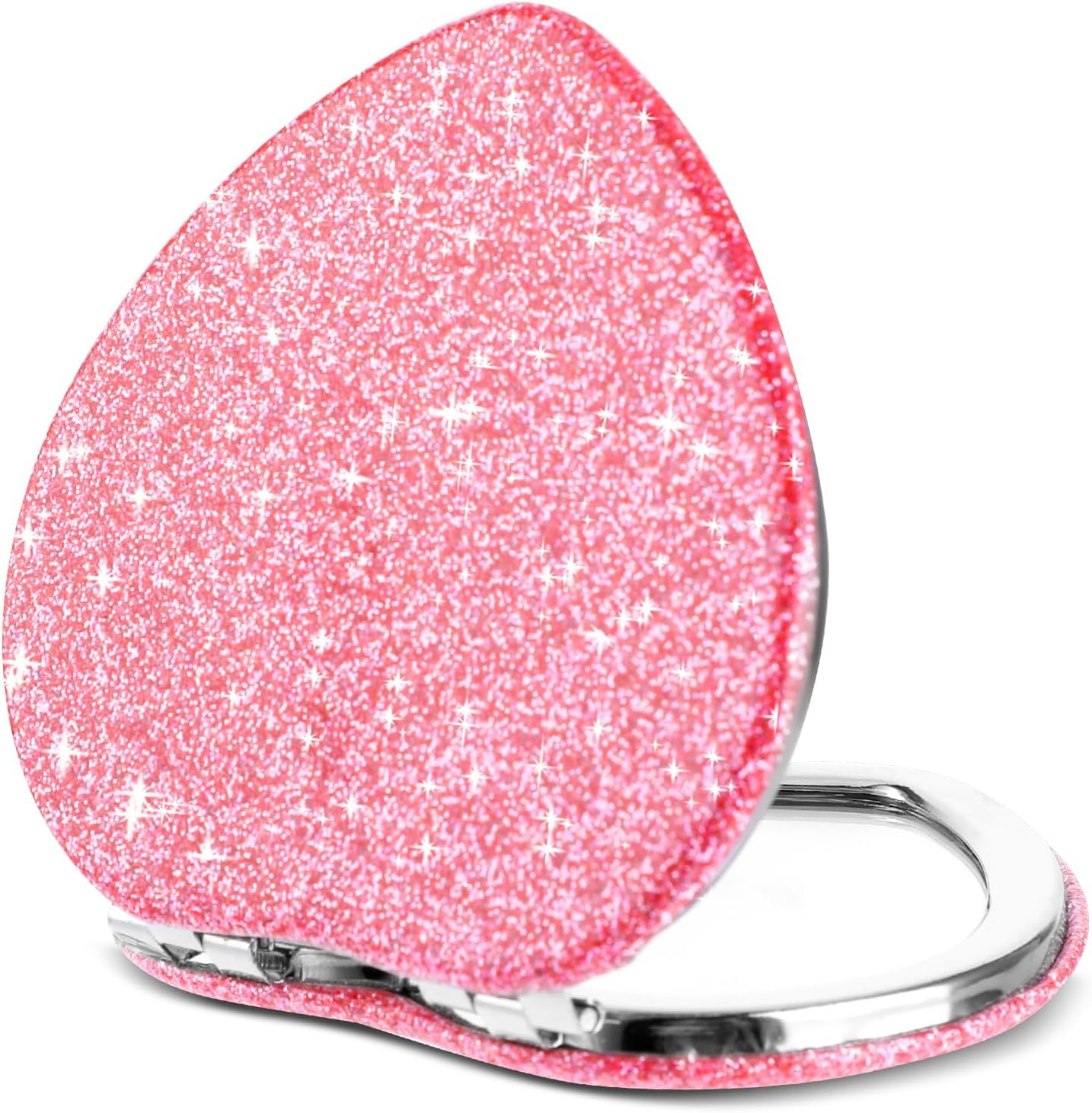 Heart Shaped Compact Folding Mirror Mini Travel Portable Vanity Mirror for Purse Cosmetic Mirror Double Sided Glitter for Women Handbag Wallet Office In image number 4