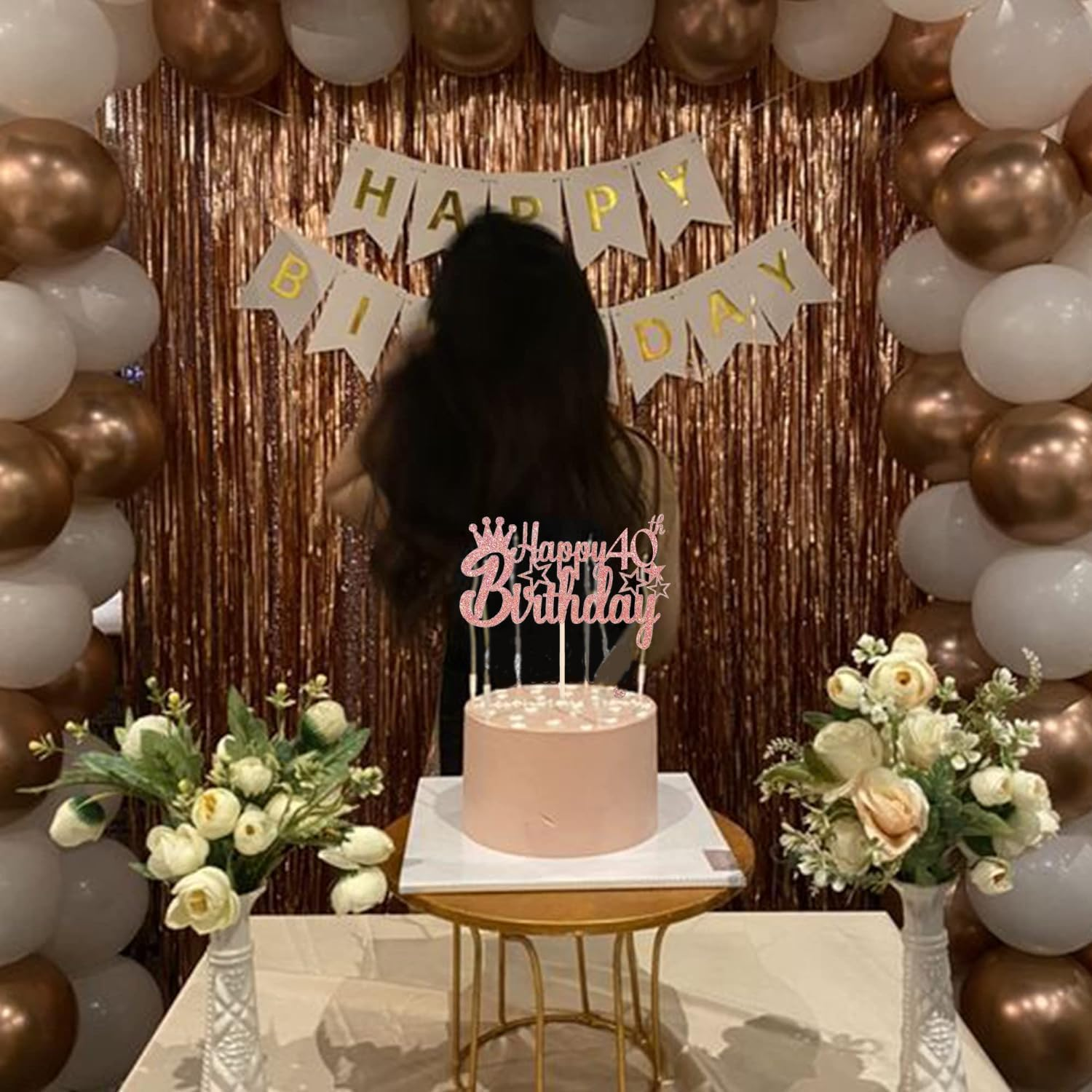 1 PCS Happy Birthday Cake Topper Glitter Cake Pick for Celebrating Happy Birthday Anniversary Theme Party Cake Decorations Supplies(Female) (40)