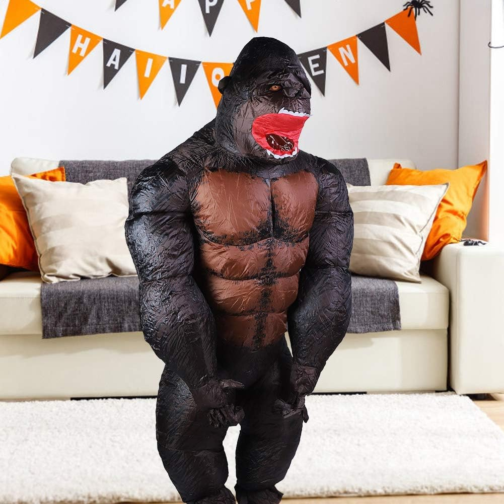 Inflatable Costume, Unique Shape Lightweight Polyester Cloth Gorilla Halloween Costume for Festivals for Parties for Christmas(X116)