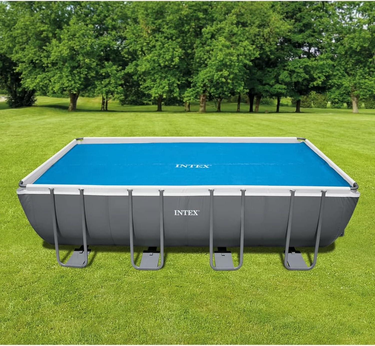 Intex 5.49M X 2.74M above Ground Square Solar Outdoor Pool Protective Cover Set image number 3