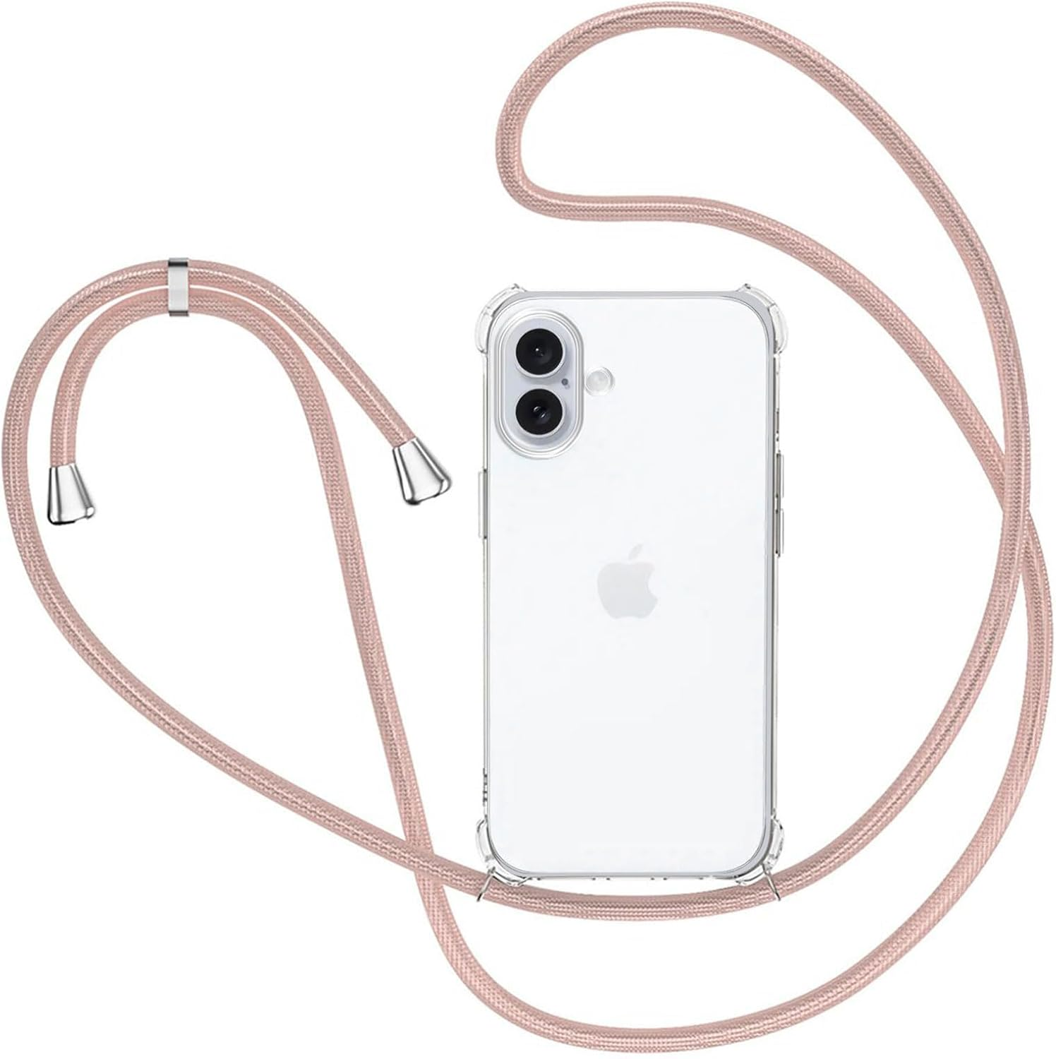 XTCASE Mobile Phone Chain for Iphone 17 Case with Strap, Transparent Silicone Mobile Phone Case for Iphone 17 with Chain, Shockproof Protective Case - Cord with Case for Hanging in Rose Gold image number 2