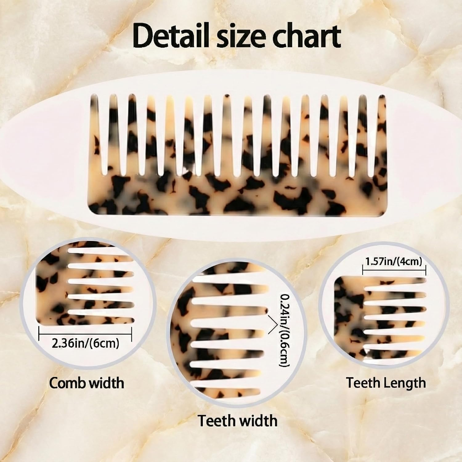 IMTKOOCO Large Hair Detangling Comb Wide Tooth Comb Cellulose Detangler - Professional Combs for Women Thick Curly Wavy Hairs 2 Pack Featuring Hair Comb Wide Tooth Comb and Hairs Combs for Women image number 3