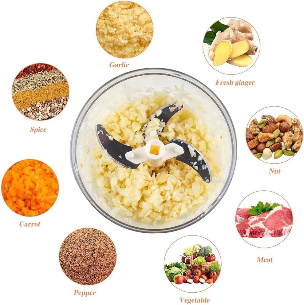 QOOWFEANIG Manual Food Processor, 3.5 Cup Bowl, Portable Hand Pull String Garlic Mincer Onion Cutter, Compact Stainless Steel Chopper for Veggies (Green) image number 5