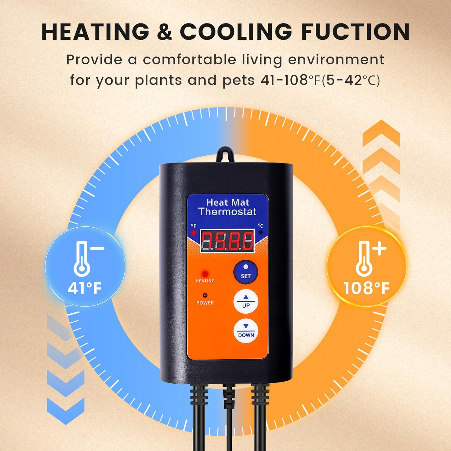 Lamptobe Digital Thermostat Controller, Heat Mat Thermostat Controller, Heating Cooling Mode, Reptile Thermostat Outlet for Aquarium, Carboy Homebrew, Breeding, Fermenter, Seed Germination image number 4