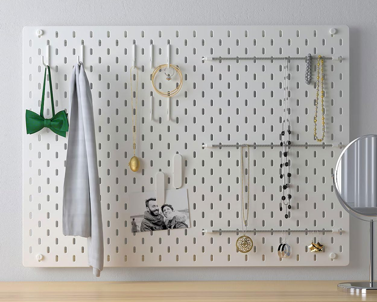 Coiyie Pegboard Hooks Compatible with IKEA Skadis - 12 Pack Accessories (6 L Style and 6 J Style), White image number 6