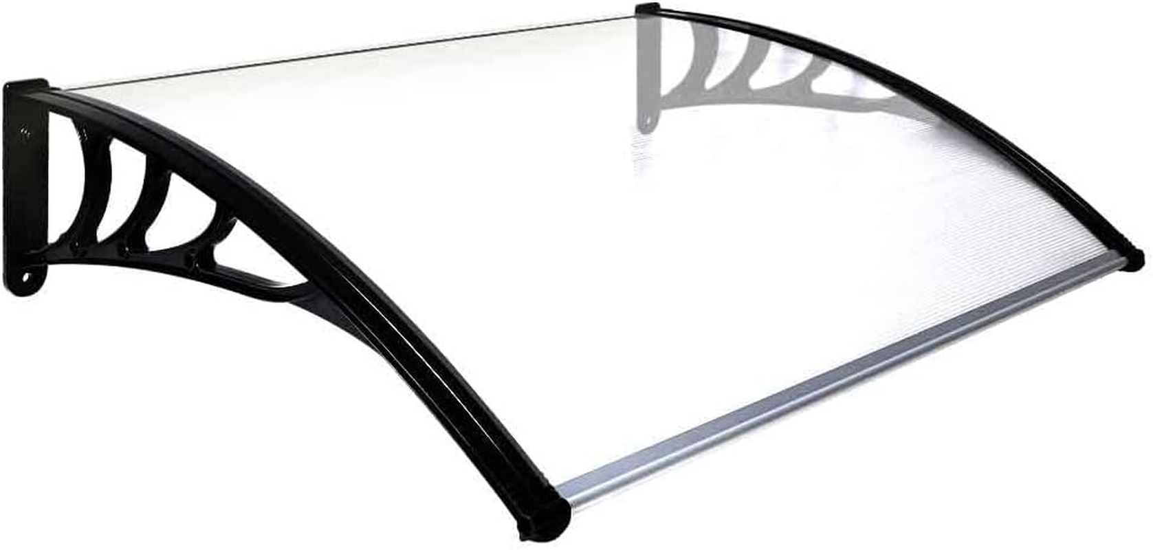 Mountview Window Door Awning Canopy Transparent PC Panel with Black Bracket Outdoor Door Canopy Sun Shade Shelter, Patio Terrace Garden Baconly Porch Shield Rain Snow Eaves Cover Protector,1Mx2M DIY