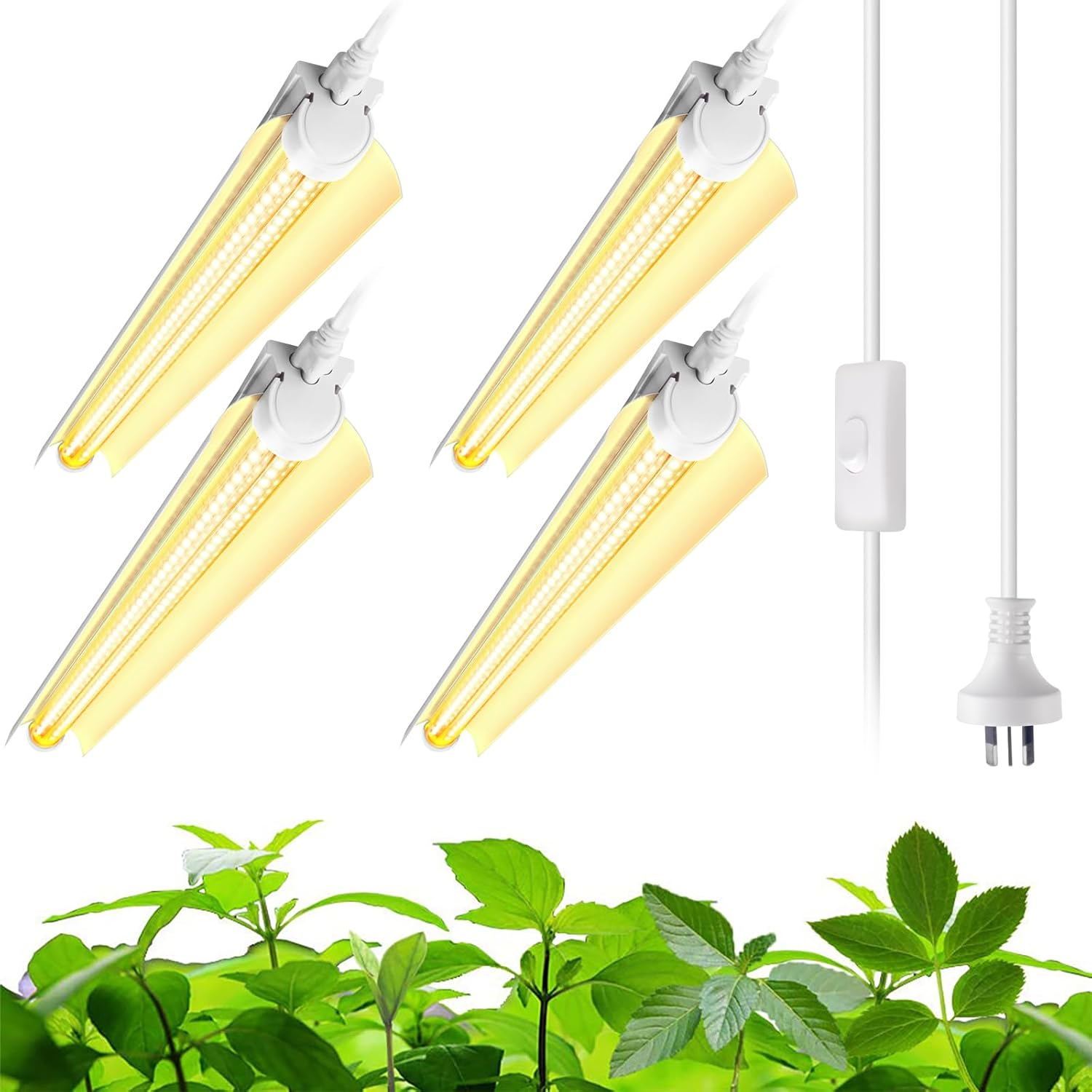 Barrina T8 2FT Indoor Plant Light, Yellow Full Spectrum LED Grow Light, 96W(4 X 24W), V-Shape LED Grow Light Strips, Indoor Greenhouse with Grow Light, 4 Packs image number 3