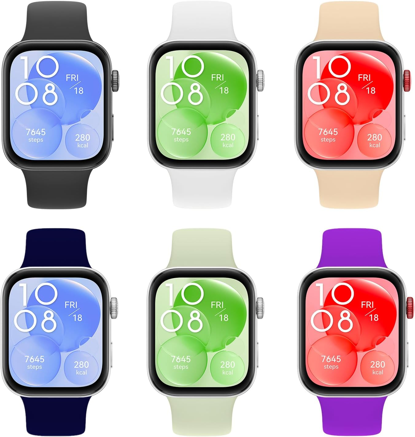 3-6PCS Straps Compatible with HUAWEI Watch Fit 3, Replacement Bands Suitable for HUAWEI Watch Fit 3, Soft TPU, Breathable, Adjustable Length image number 5