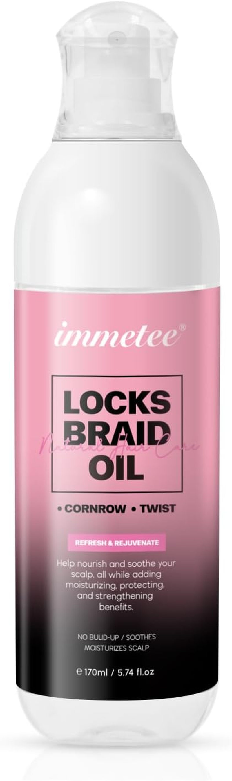 Immetee Locks Braid Oil, Refreshes Dry & Itchy Scalp, Braid Oil for Braids, Locks, Twists, Cornrows, Promotes Stronger Edges & Adds Shine to Braids. 170Ml/5.74Fl Oz image number 1