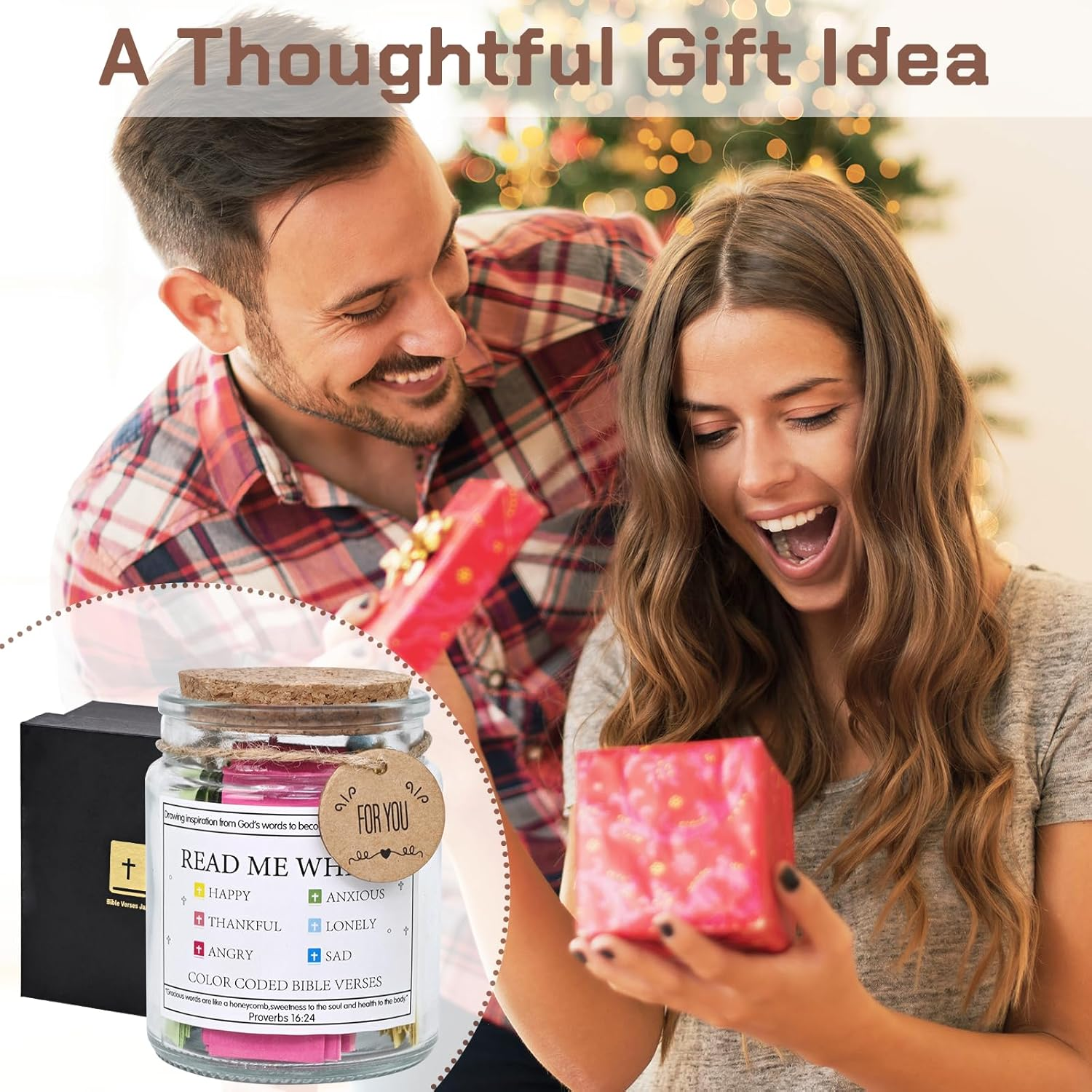 Bible Verse Jar for Emotions, Birthday Friendship Gifts for Women, Christian Christmas Gifts for Women, Read Me When Bible Jar, Faith Based Birthday Graduation Gift, Gift for Mom image number 1