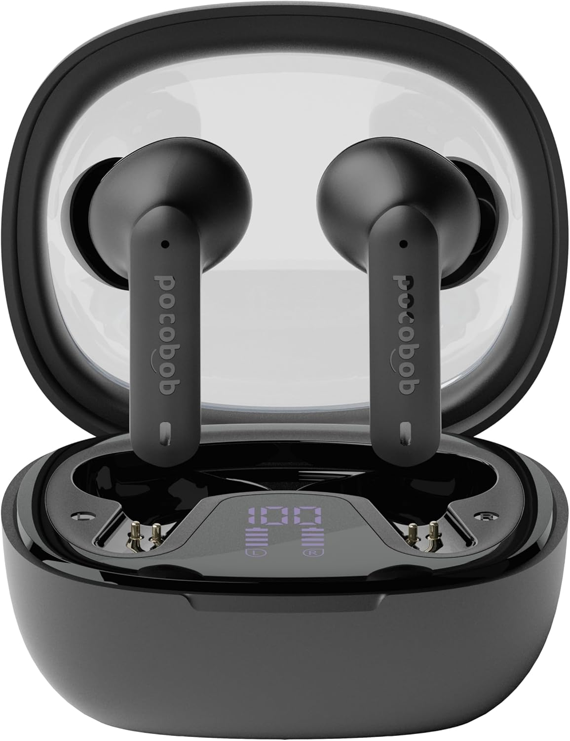 Pocobob GO Wireless Semi In-Ear Earbuds with ENC Microphone | Bluetooth 5.3 | 30 Hour Battery Life | IPX4 | Purple