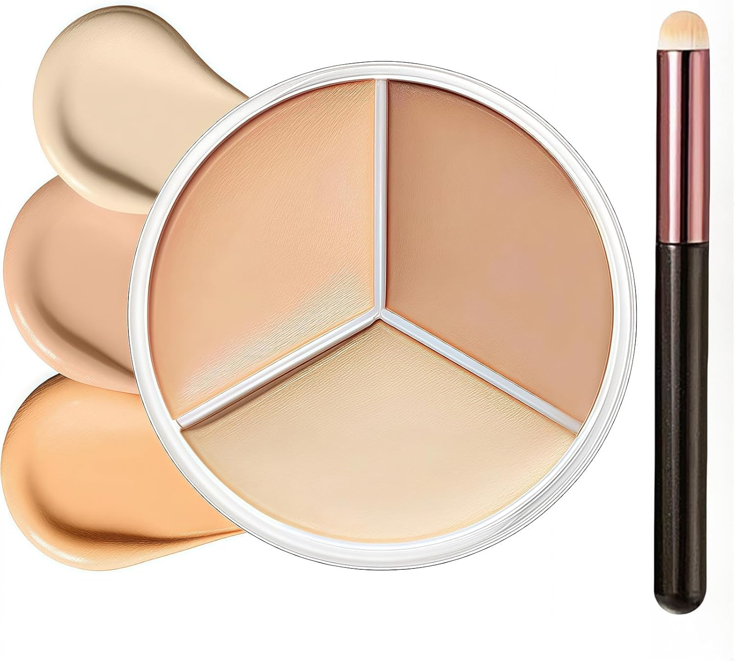 Tri-Color Pot Concealer Palette Cream, Face Contour Color Corrector Makeup Palette Cream Kit for Mature Skin under Eye Colors Corrector Creamy Pot Concealers Full Coverage for Dark Circles image number 5