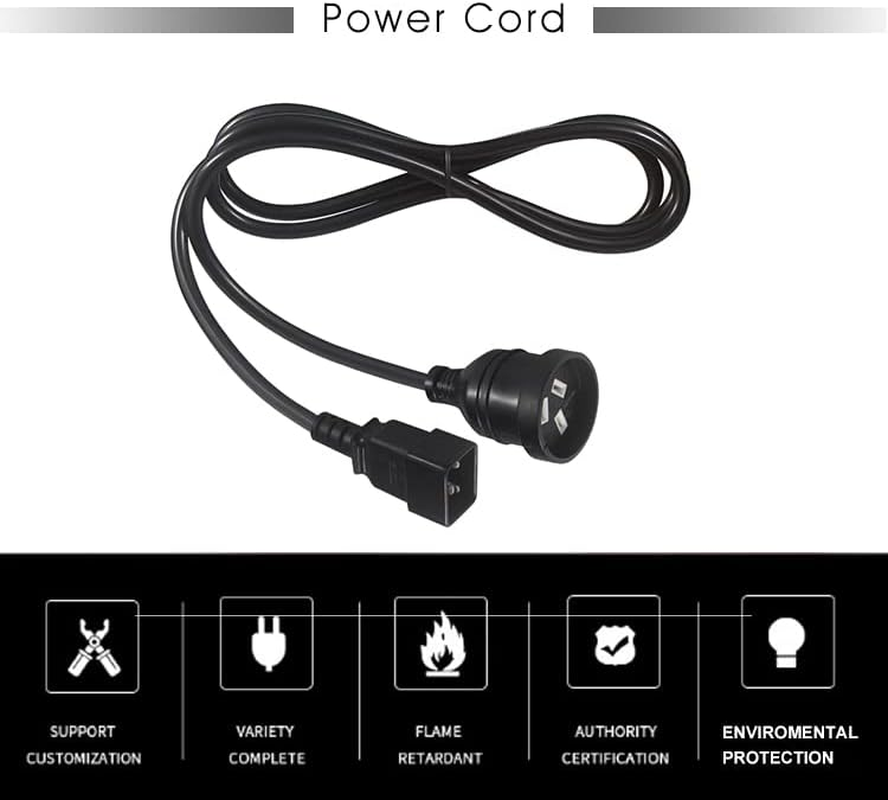 Power Cord C20 Convert to AU Socket Extension Cable UPS Unit Replaces IEC320-C20 3 Pin Female Connector Adapter 3G*1.0Mm 20CM Short Length for Studio Equipment image number 3