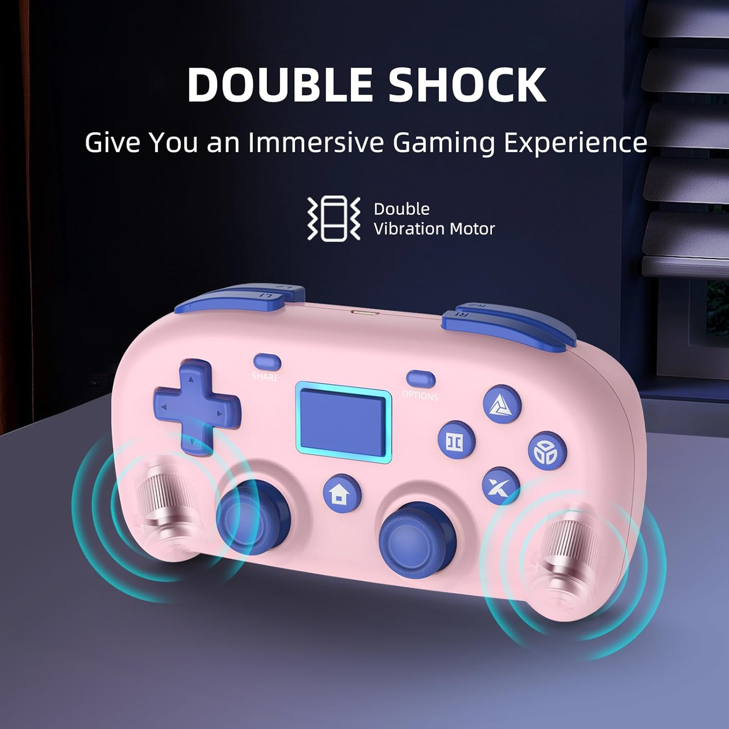 DYONDER Wireless Controller for Ps4,Mini Style PS4 Gamepad Compatible with Ps4/Pro/Slim,Pc Game Remote for Window10/8/7,Gaming Controller with Dual Vibration/6-Axis Sensor/Audio Function(Pink) image number 6