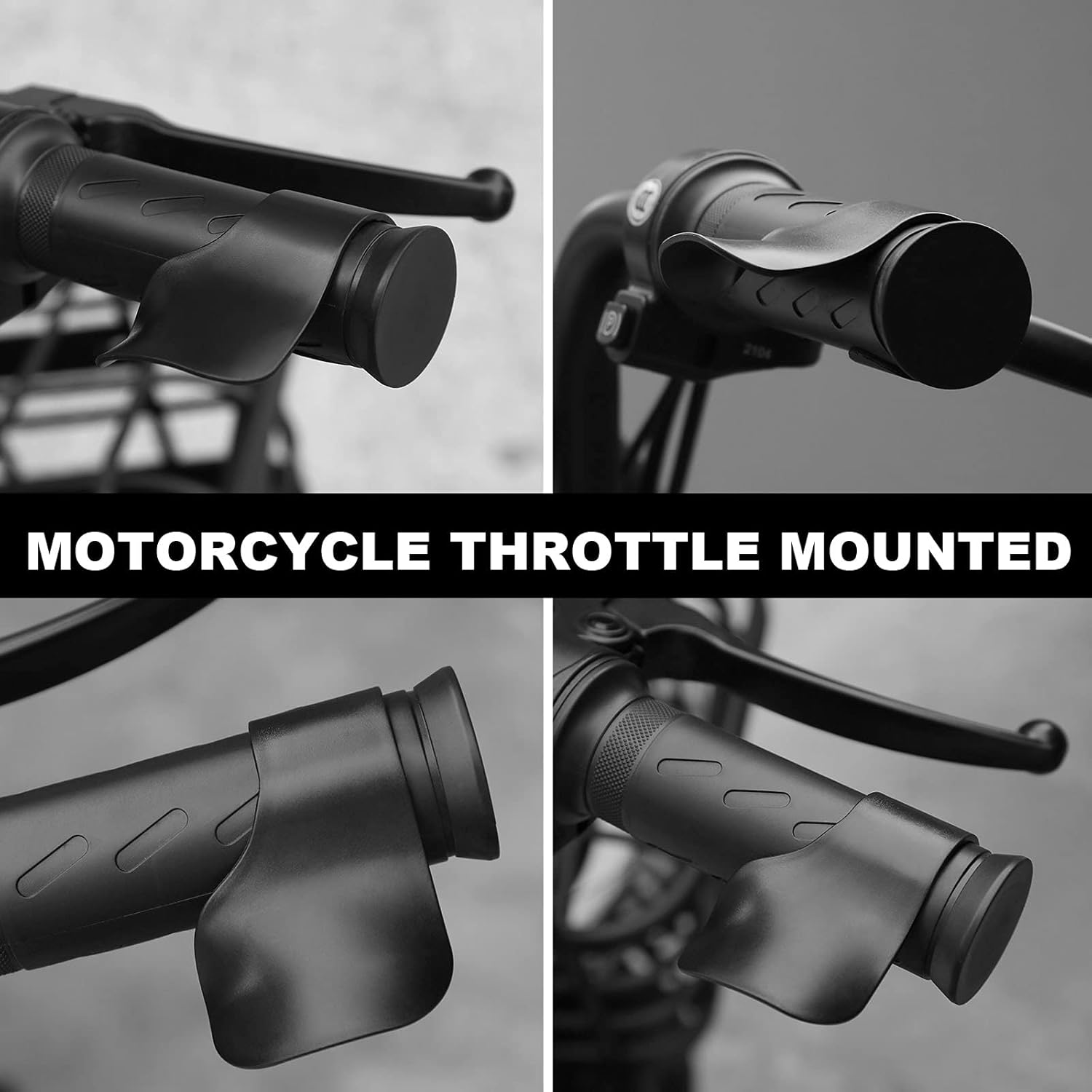 4 Pieces Black Motorcycle Throttle Mounted Motorcycle Throttle Holder Wrist Throttle Assist Rest Control Handlebar Grip Cruise Control Assist for Motorcycles, Scooters, Electric Bike Accessories image number 6