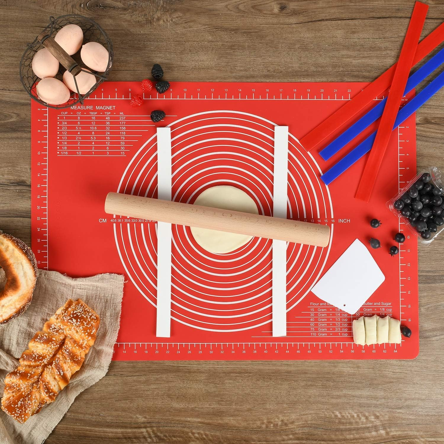 Non-Slip Silicone Pastry Mat Extra Large 28''By 20'' for Non Stick Baking Mats, Table/Countertop Placemats, Dough Rolling Mat, Kneading/Fondant/Pie Crust Mat by Super Kitchen image number 6