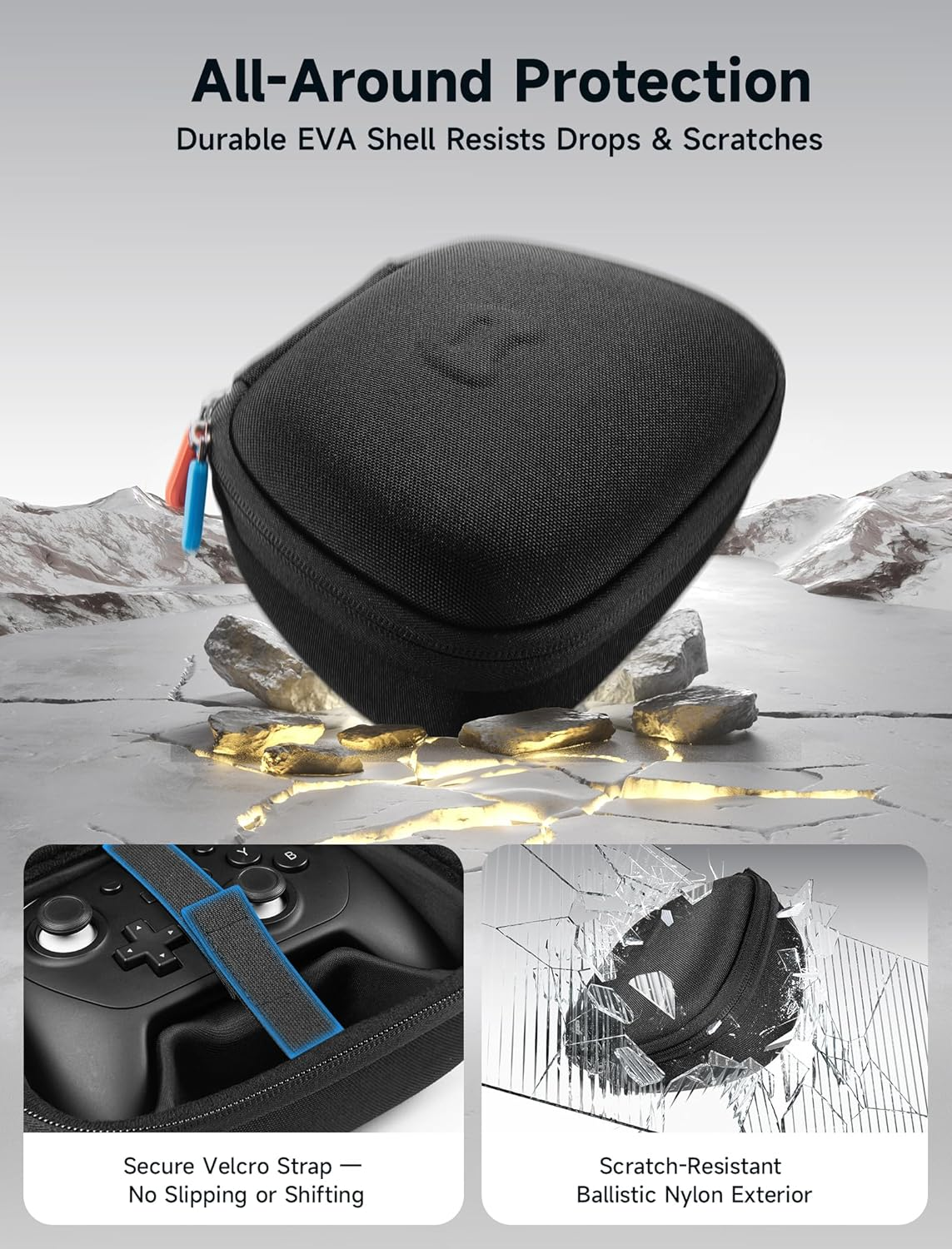 JSAUX Carry Case Compatible with Nintendo Switch 2 Pro Controller (2025), Travel Protective Case All-Around Protection Portable Carrying Bag -Black BG0127