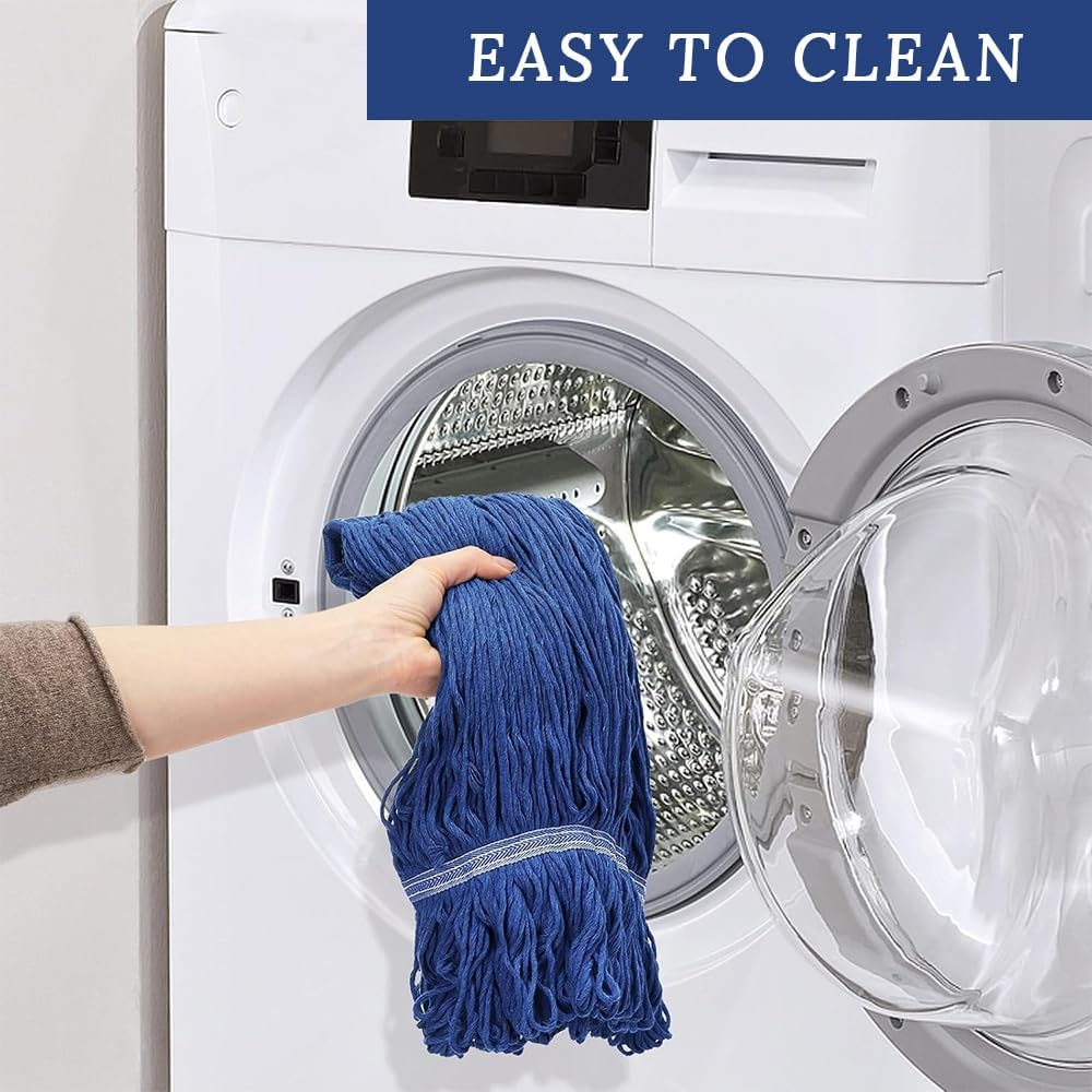 Commercial Mop, Long Handle Heavy Duty Loop Cord, Industrial Cotton Dust Removal Tool with Spare Mop Heads, Suitable for Warehouse, Workshop, Garage, Office and Home Floor Cleaning image number 5