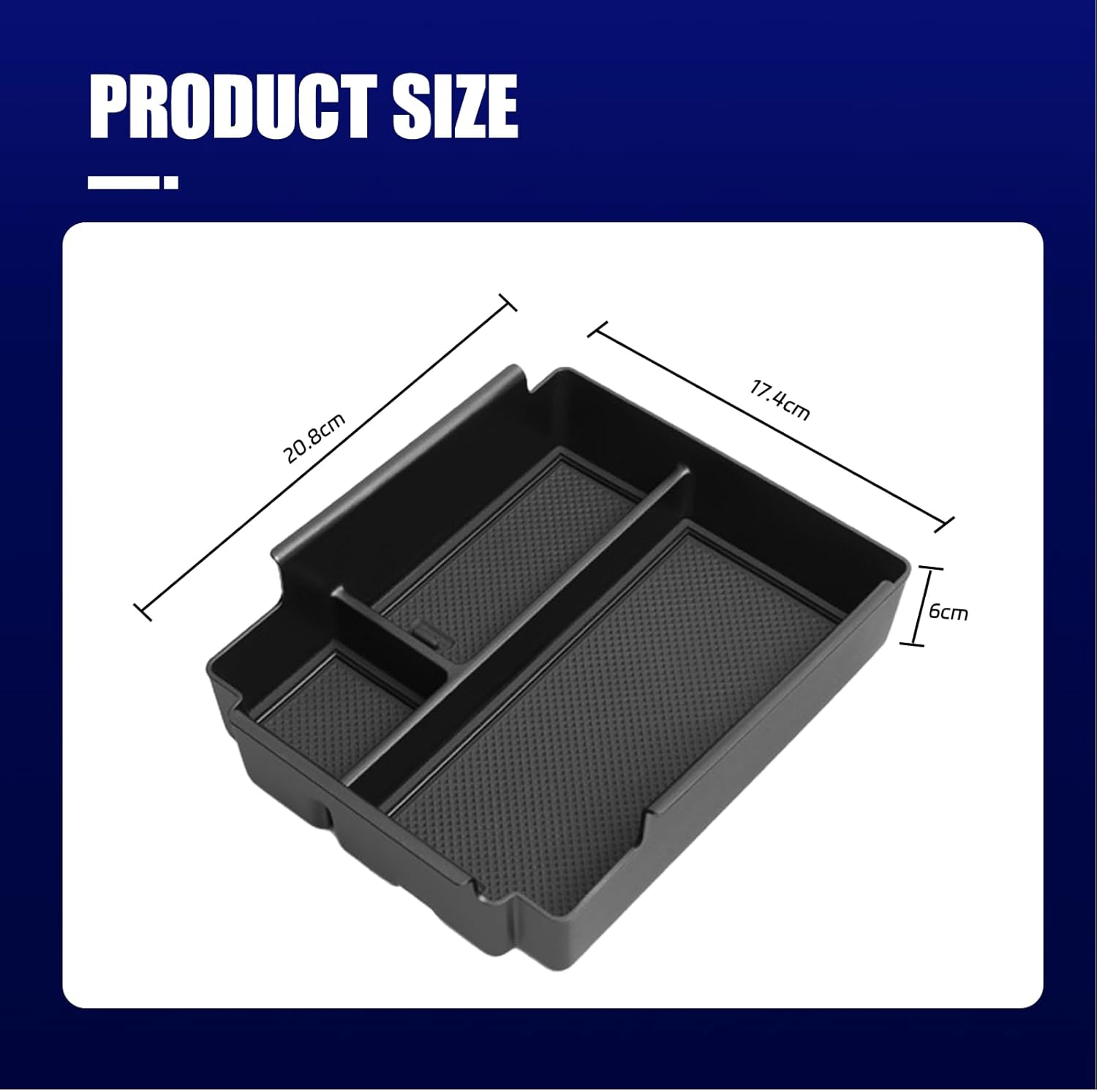 Car Organizer Tray for Vehicles ABS Non Slip Center Console Storage Box with Removable Dividers Black Universal Fit Car Accessories 18X6.5X21.3Cm image number 3