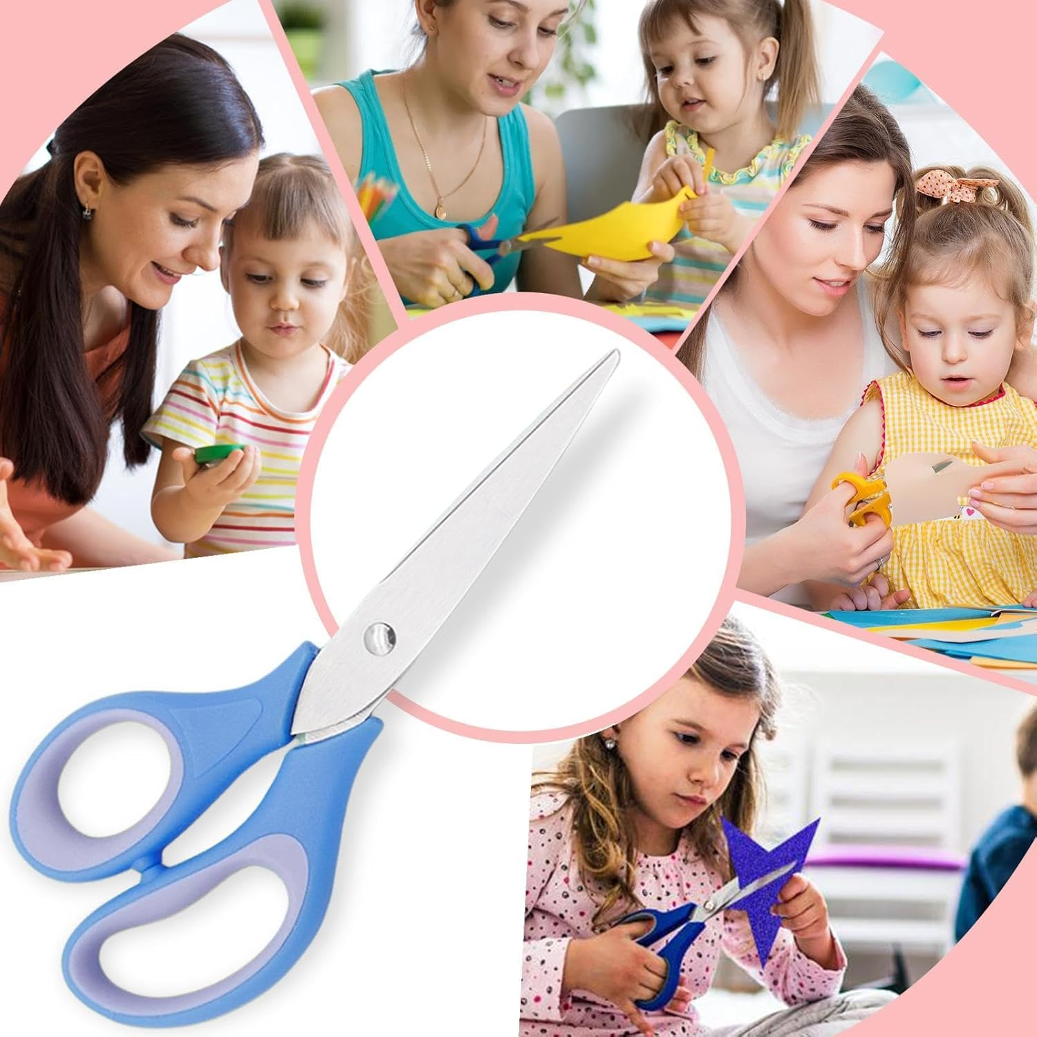 Small Kids Scissors - Kids Safe Scissors | Stainless Steel Toddler Shears, School Supplies Shears Art Craft Supplies Rounded Tip Scissor with Cover, Scissors for Kids Student Blue