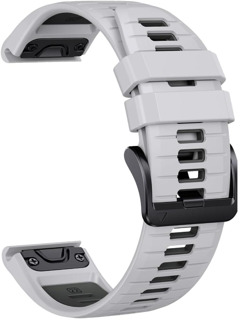 JIAMEER Quick Fit Watch Band for Fenix 8 47Mm/Fenix 6 / Fenix 7 / Fenix 5,22Mm Silicone Strap for Garmin Fenix 7 Solar/Fenix 6 Pro/Fenix 6 Solar/Fenix 5 Plus/Epix Gen 2/Forerunner 935/945,Easy-Fit Watch Strap