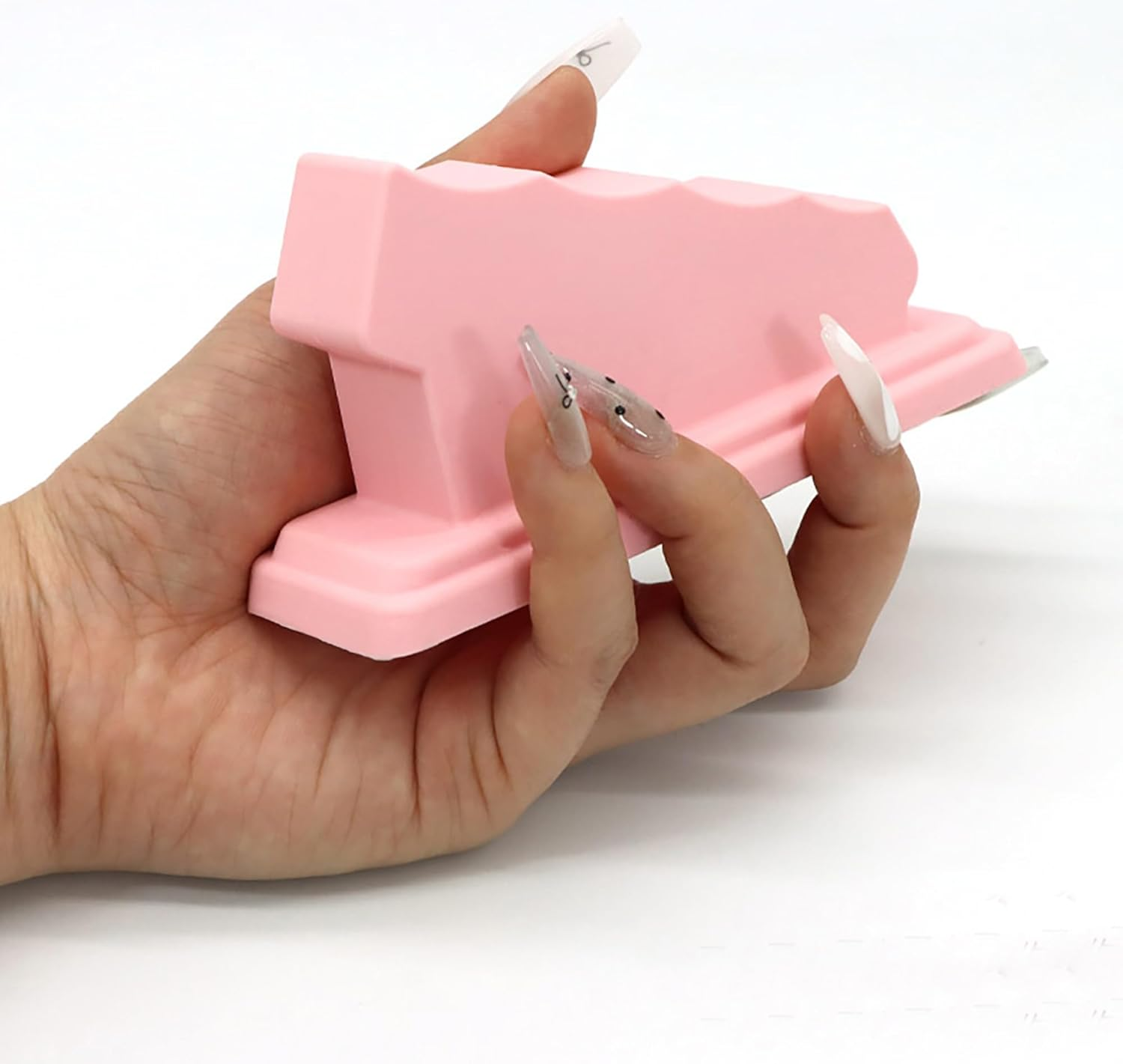 Nail Art Finger Rest, Ergonomic Hand Support Cushion for Gel Polish, Acrylic Nails & Manicure Practice Non-Slip Nail Tech Tool for Home & Salon Use (Pink) - White image number 2