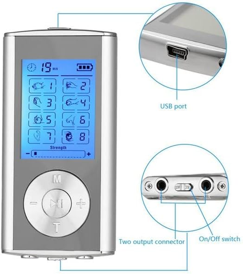 Dual Channel Electronic Nerve & Muscle Stimulator TENS Machine Unit Pain Relief Rechargeable Pulse Physio Massager for Natural Pain Relief image number 3