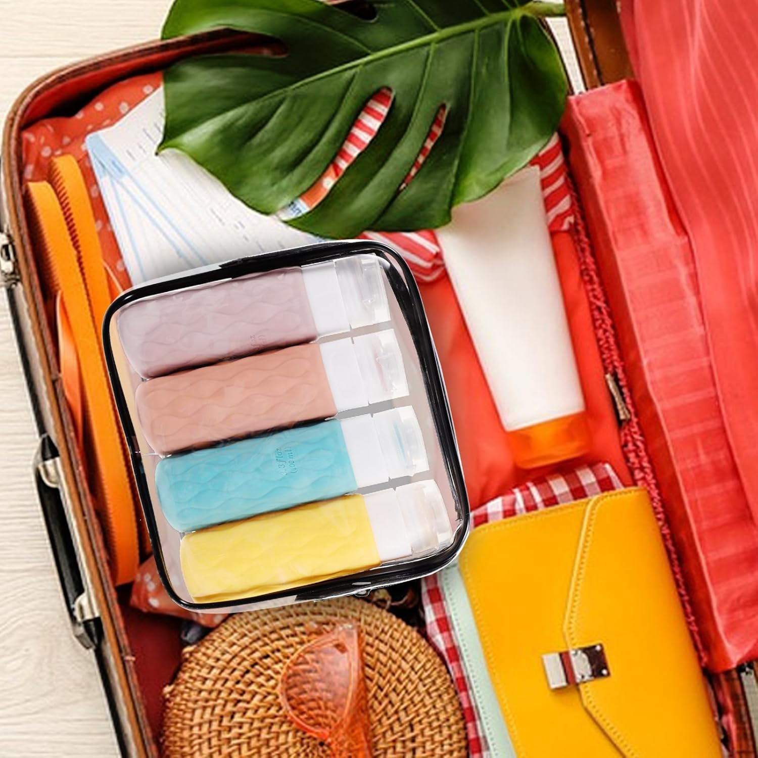 TEHAUX 5Pcs 100Ml Silicone Travel Bottles Set with Pouch, Refillable Shampoo and Conditioner Containers, Leakproof Bathroom Liquid Soap Dispensers for Travel Toiletries image number 5