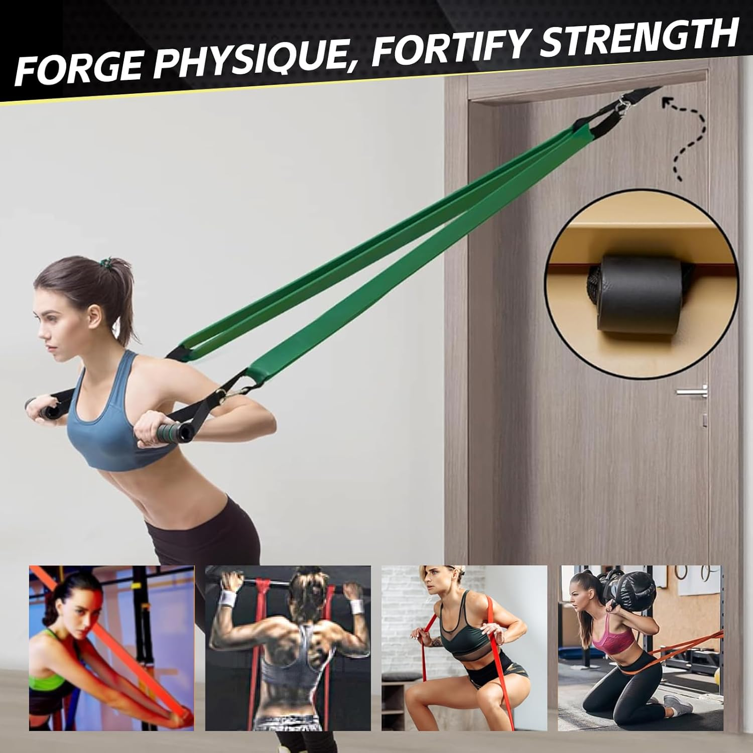 Igyos 9 Pcs Resistance Bands Set, 5-Level Exercise Bands with Handles & Door Anchor, Workout Bands for Strength Training, Physical Therapy, Home Gym Fitness Equipment for Men and Women image number 3