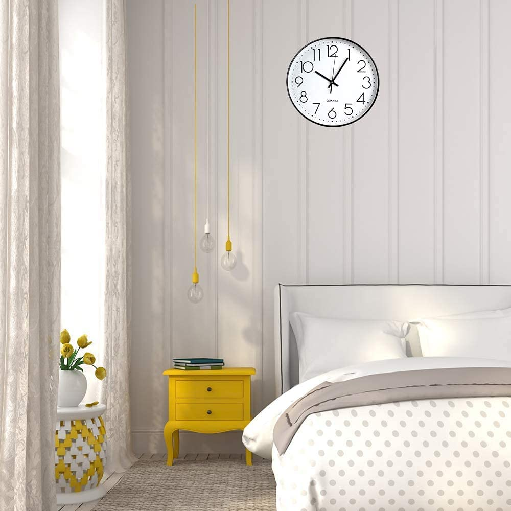 Uandhome 12 Inch Wall Clocks, Modern Non-Ticking Silent Wall Clocks Quartz Decorative Clocks, Classic Large Number round Clock for Bedroom Home Kitchen Room Office School image number 6