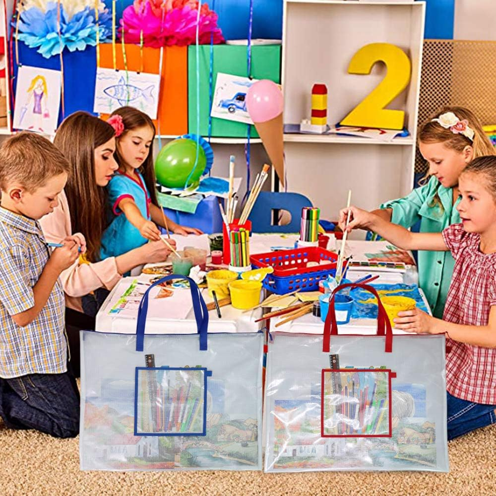 Foyu Art Portfolio Bag Poster Storage Bag with Pocket,Transparent Bag for Bulletin Boards,Poster Board,Large Posters,Painting (Red, Small) image number 2