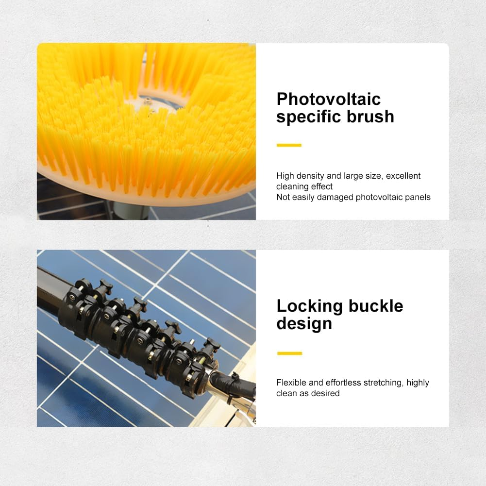 VIGORES Solar Panel Cleaning Brush, Solar PV Cleaning Rotary Brush, Electric Rotary Brush with Extension Rod for Windows, Glass and Solar Panels 7M 220V (7M)