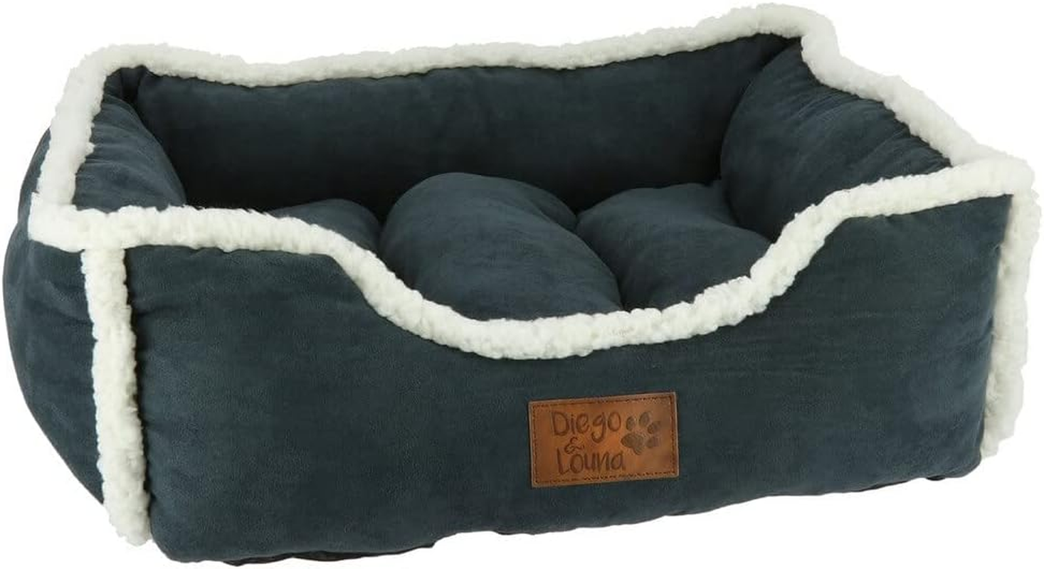 EKKIA France Dog Bed Cushion Sofa Diego & LOUANA Bed for Small and Medium Dogs (Dark Gray)