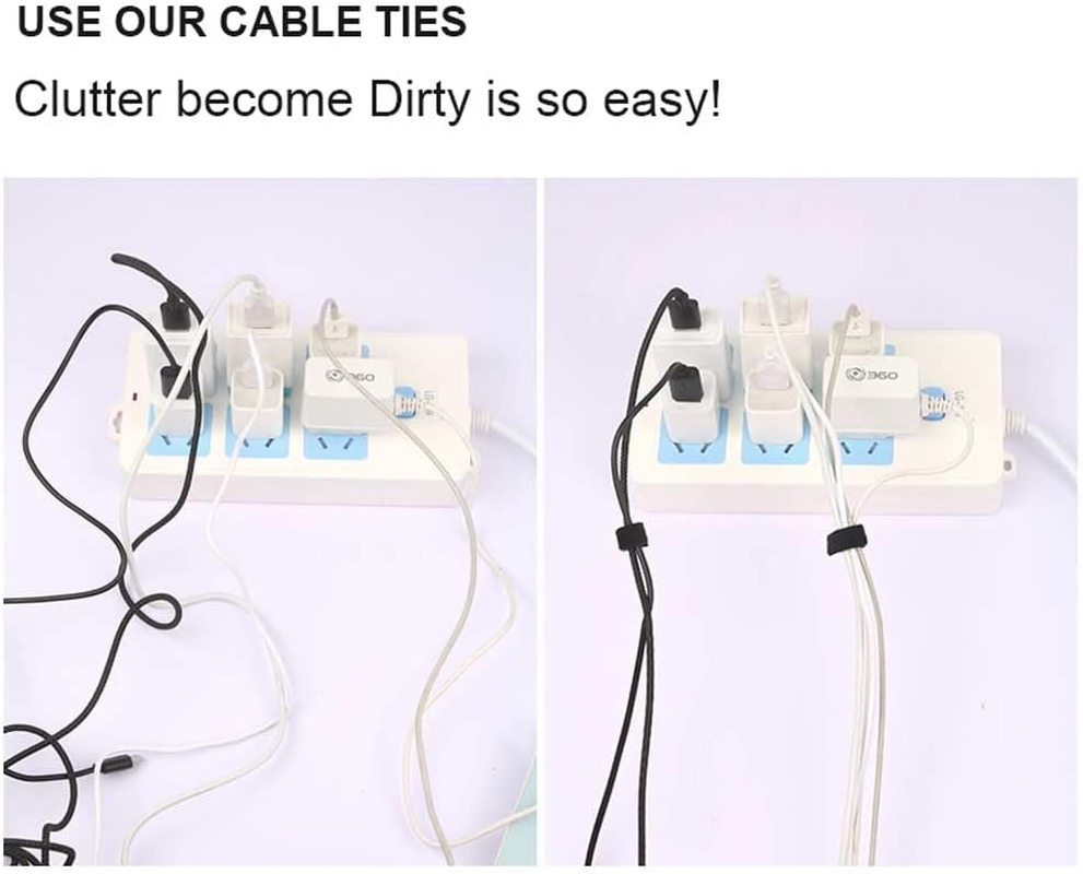 Reusable Fastening Cable Ties Hook and Loop Cable Straps Adjustable Cord Ties for Cable Management Cord Wrap Straps (Black,10M) image number 6