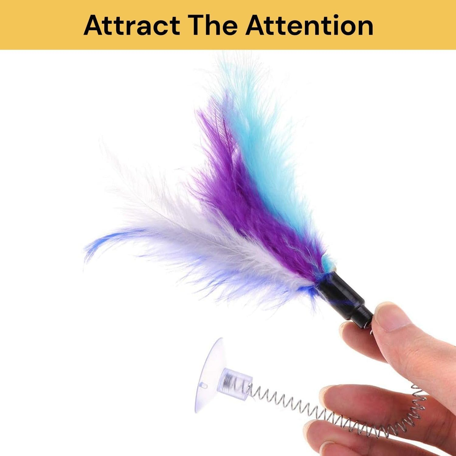 EZONEDEAL Cat Spring Mouse Feather Play Toy Teaser Bell Wand Interactive Kitten Pet Stick Fun Wand Sucker Toy (Mouse Toy) image number 1