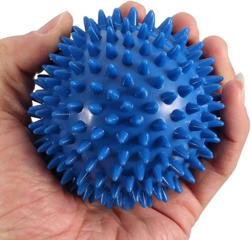 Limcryspp 2 Spiky Massage Balls Trigger Point Massager Therapy Balls for Muscle Recovery Myofascial Release Pain Relief Plantar Fasciitis Relief Ball All over Body Trigger Point Therapy (Green, Blue) image number 6