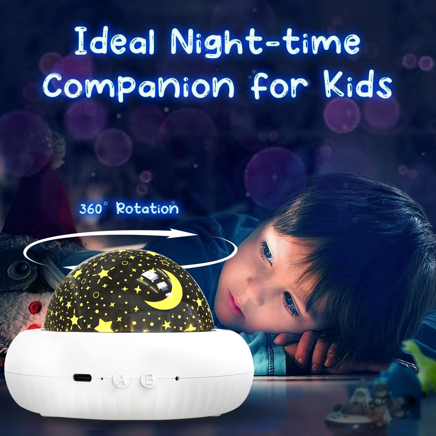 Star Projector Night Light for Kids Bedroom, Ceiling, Kids Projector with 8 Films for 360&deg; Rotating, Sleep Lamp with Warm Glow, Gifts for Kids Bedroom, Birthday & Christmas, Nursery, Room Decor image number 1