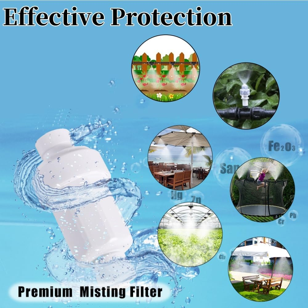 2Pcs Misting System Filter 100 Mesh Calcium Inhibitor Filter for 1/4 Tubing Quick Connect,Misting System Filter for Outdoor Cooling System Patio Outdoor Misting System,Prevent Blockage image number 4
