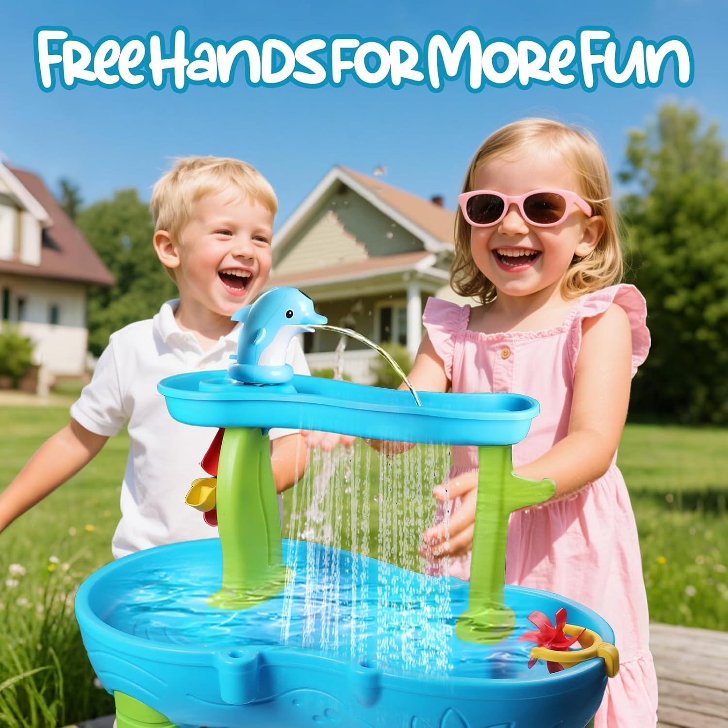 Water Table Pump Continuous Flow,Cordless Kids Battery Powered Water Outdoor Pump,No-Hole Installation Electric Rechargeable Not Octopus Water Tablepump,Watertable Accessories image number 5